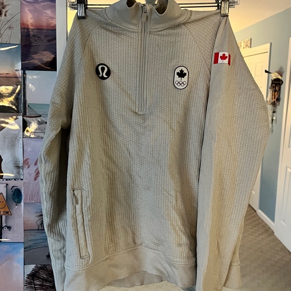 Lululemon Team Canada Olympic Team 1/4 Zip Jacket Beige